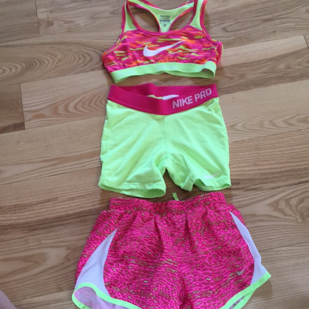 Girls Nike sports bra and shorts